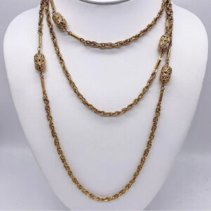 Sarah Coventry Vintage Long Gold Chain Necklace